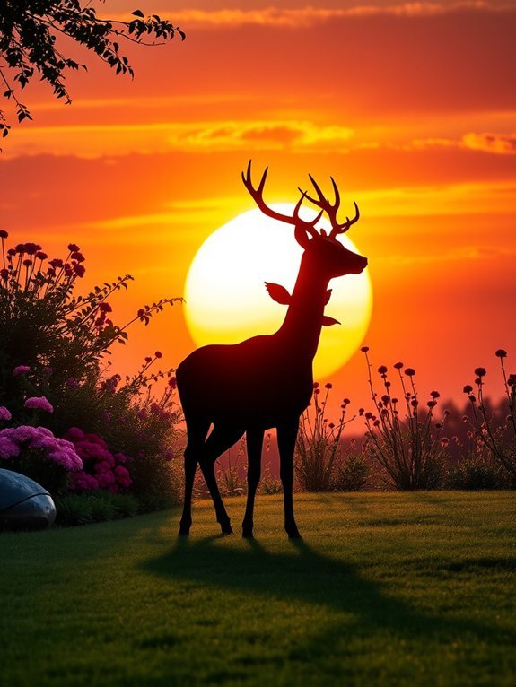 graceful silhouettes of deer