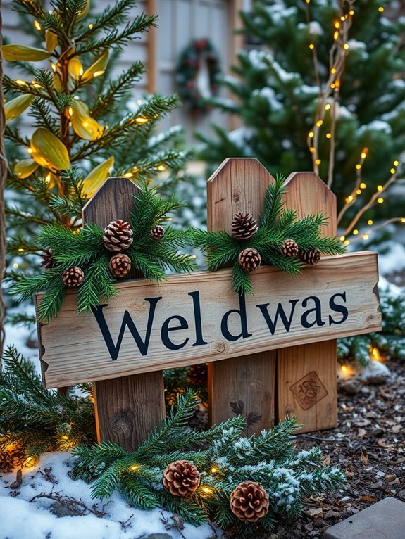 17 Ideas for Decorating Your Garden for Christmas 13 handcrafted natural wood signage
