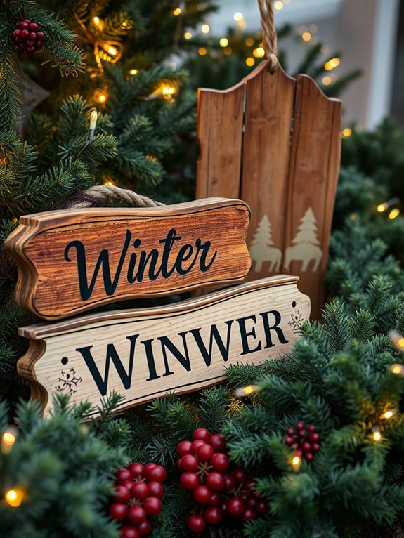 15 Winter Garden Decorations to Make Your Yard Shine 9 handcrafted natural wood signs