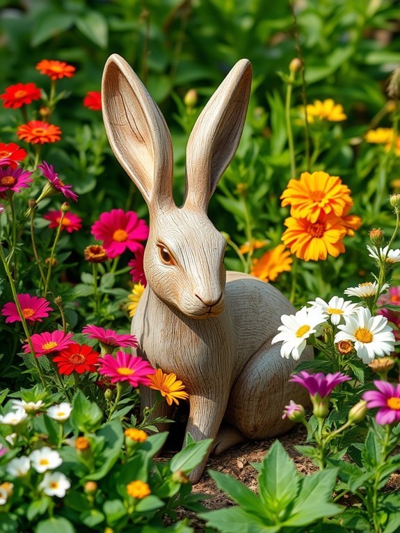handcrafted rustic rabbit sculptures