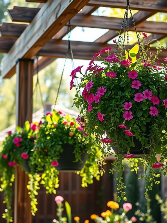 hang planters from pergolas