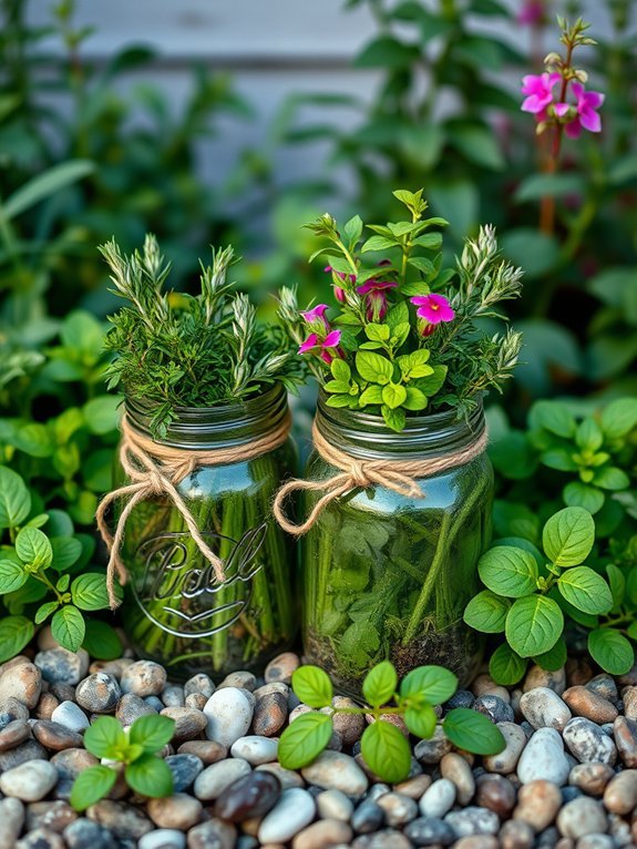 10 Creative DIY Garden Planters You Can Make at Home 8 herbs growing in jars
