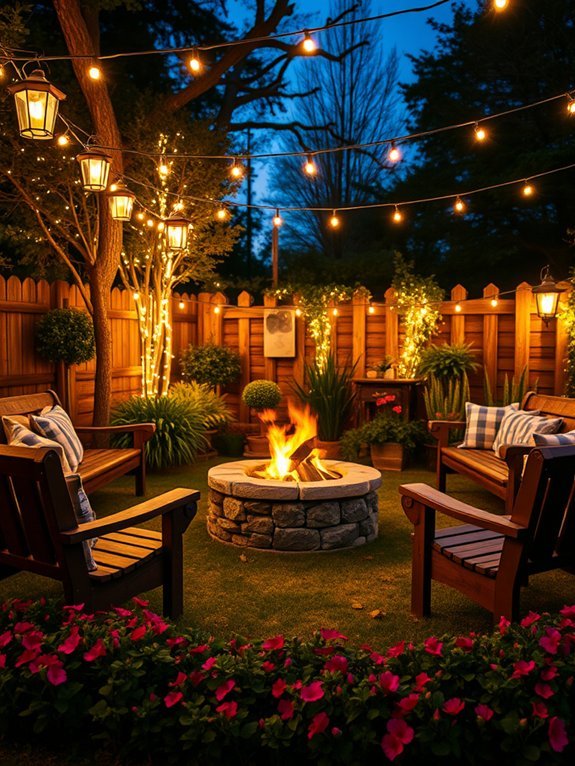 16 Rustic Garden Lighting Ideas to Set the Mood 13 illuminated outdoor fire pit