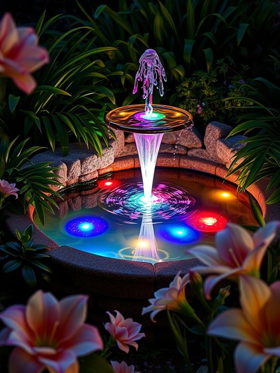 illuminated water glass fountain