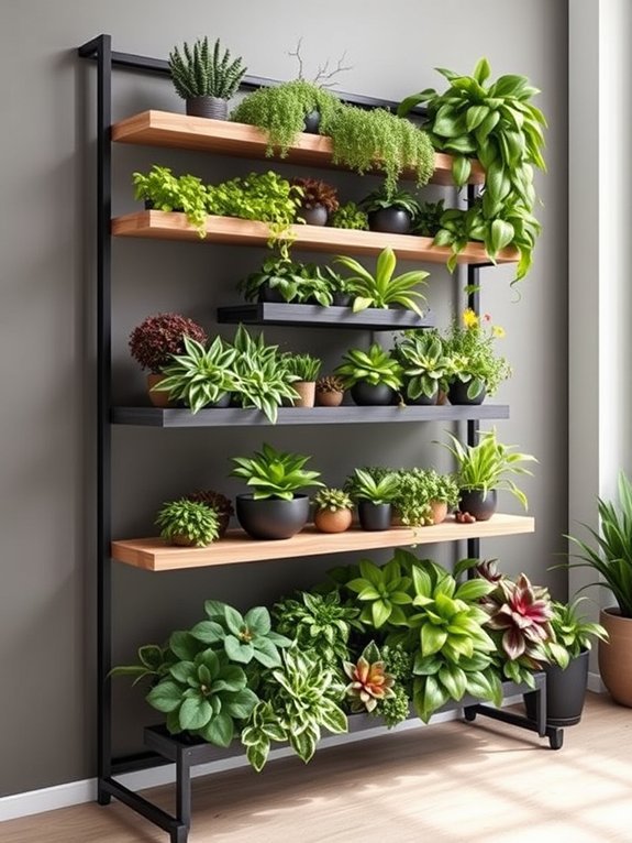 14 Vertical Garden Wall Ideas to Maximize Space 10 indoor plant display shelves
