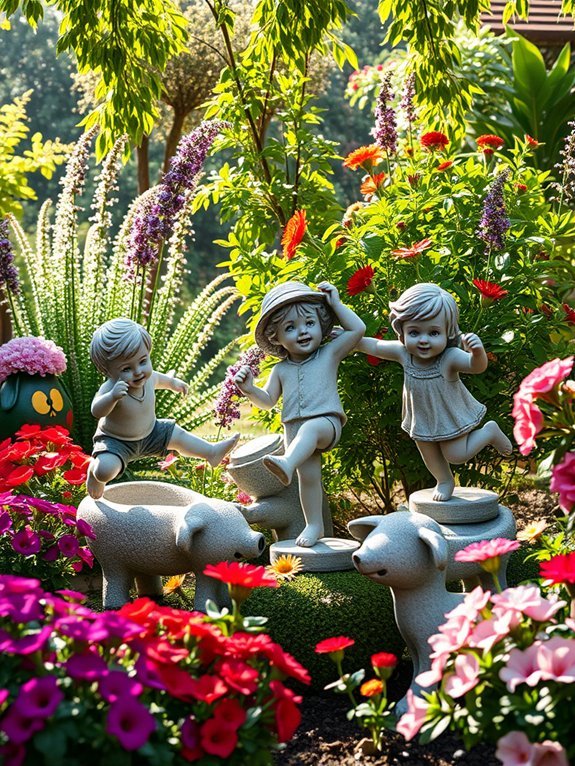 17 Elegant Garden Statues for a Timeless Look 18 joyful kids engaged joyfully