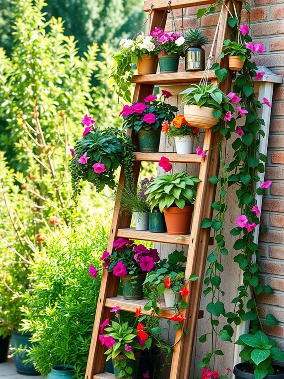 ladder shelving enhances plant display