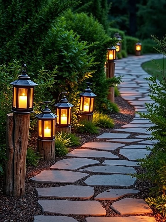 16 Rustic Garden Lighting Ideas to Set the Mood 14 log pathway lights design