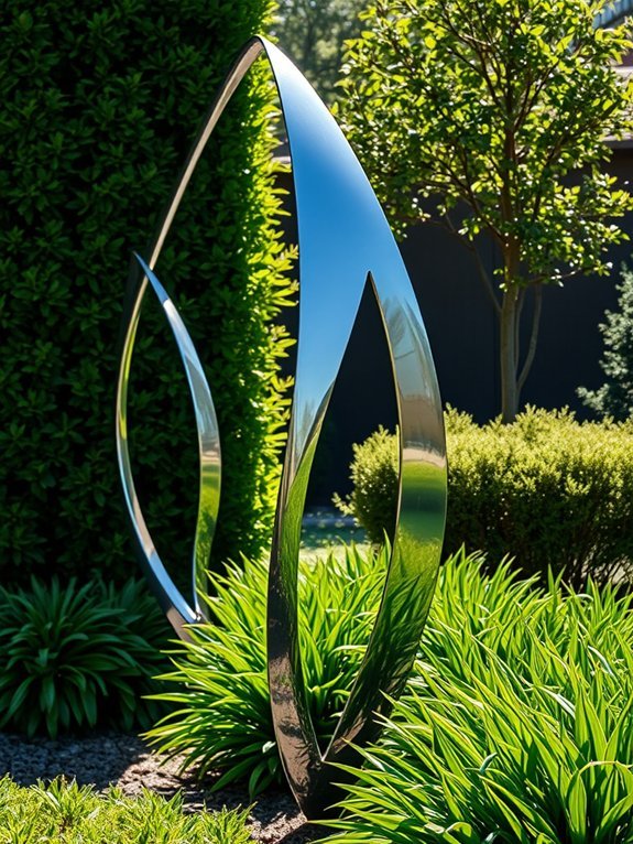 modern metallic art installations