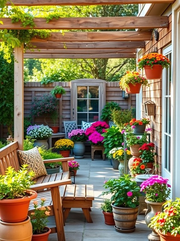17 Stunning Garden Patios With Creative Decor Ideas 4 natural handcrafted wooden furniture