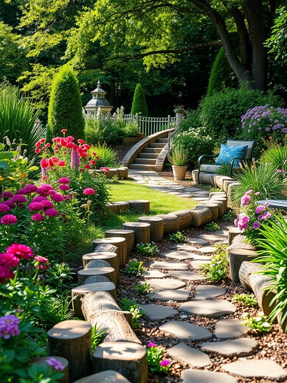 17 Rustic Wooden Garden Decor Ideas for a Timeless Look 7 natural timber landscape border