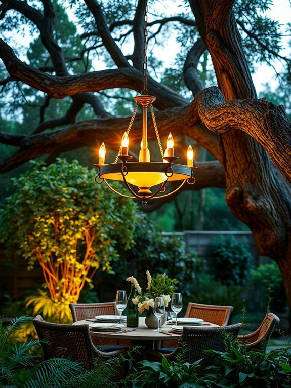 16 Rustic Garden Lighting Ideas to Set the Mood 15 outdoor dining rustic chandeliers