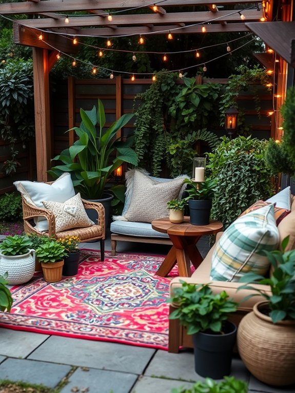 15 Clever Garden Decor Ideas for Small Outdoor Spaces 5 outdoor rug cozy nook