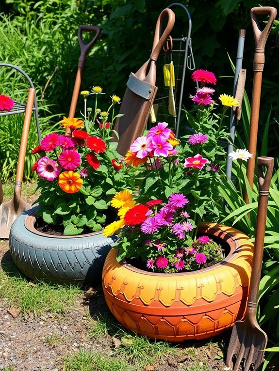 12 Recycled Container Garden Ideas for Eco-Friendly Decor 12 recycled rubber garden containers