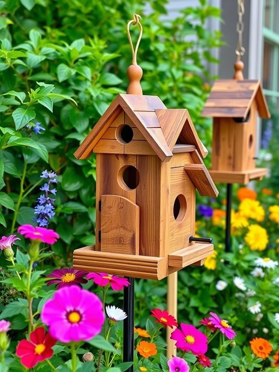 20 Green and Sustainable Garden Decor Ideas for the Eco-Conscious 7 recycled wood bird feeders
