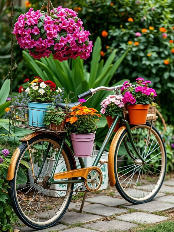 16 Creative Ways to Display Flowers in Your Garden 14 repurpose bikes into planters