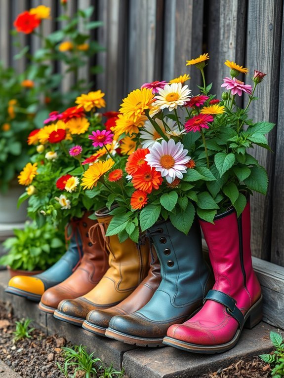 12 Recycled Container Garden Ideas for Eco-Friendly Decor 6 repurposed footwear garden planters