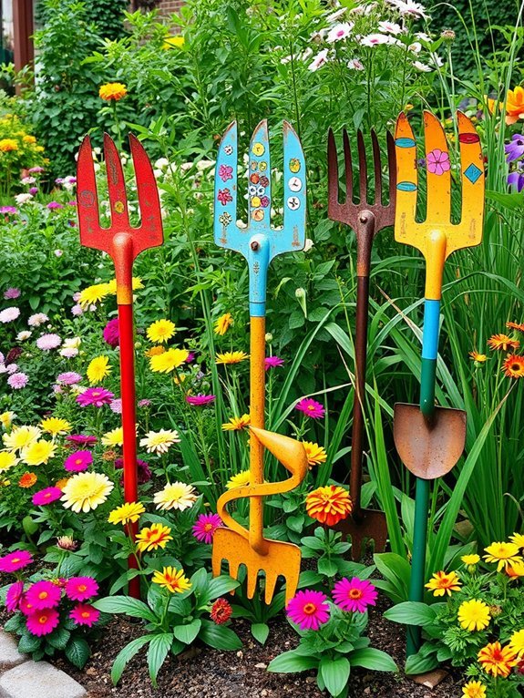 12 Recycled Garden Decorations You Can Make Yourself 4 repurposed lawn tools art