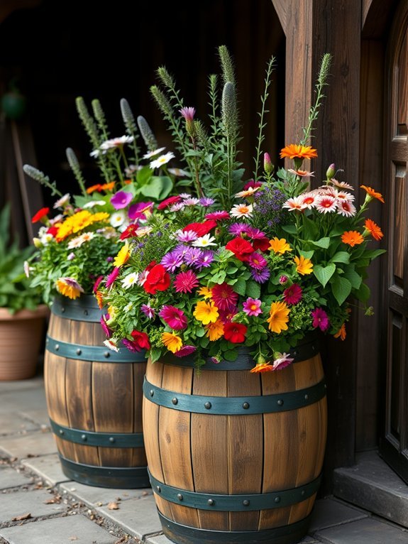 10 Unique Garden Containers That Stand Out 6 repurposed wooden wine barrels