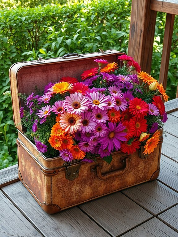 17 Creative Planters and Containers for Garden Decor 3 retro luggage planters display