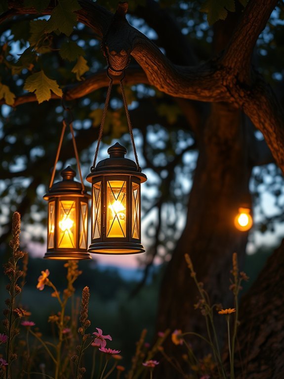 16 Rustic Garden Lighting Ideas to Set the Mood 3 rustic lanterns in trees