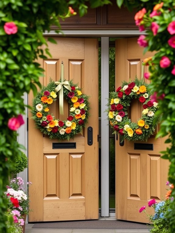 seasonal floral door decor