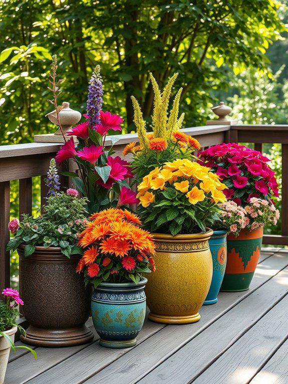 14 Ways to Use Decorative Containers in Your Garden 5 showcase seasonal flora vibrantly