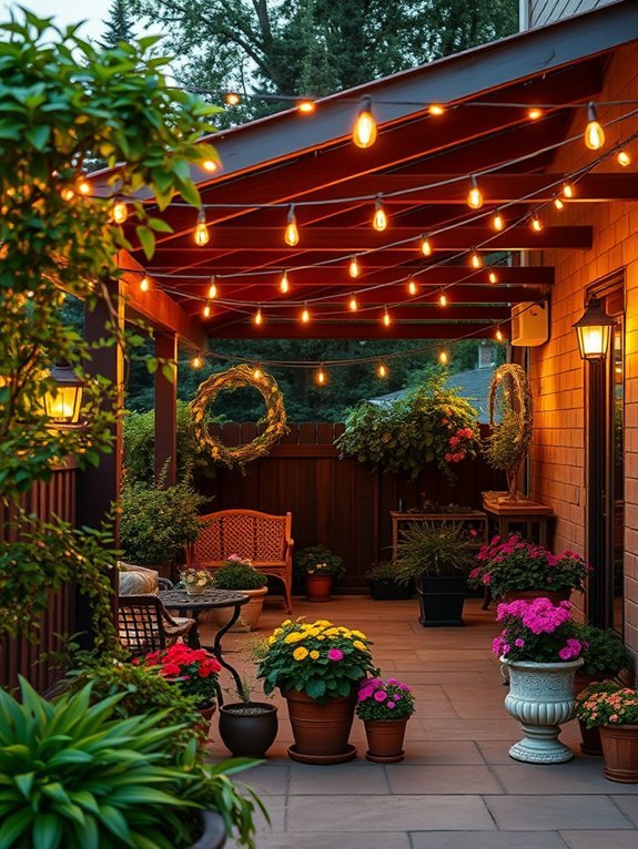17 Stunning Garden Patios With Creative Decor Ideas 7 soft illuminated ambiance strings
