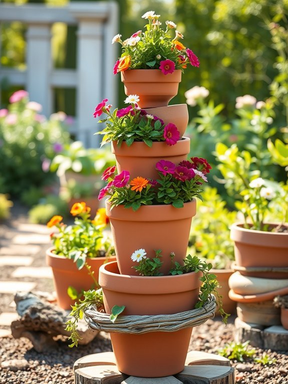17 Creative Planters and Containers for Garden Decor 13 stacked terracotta plant pots