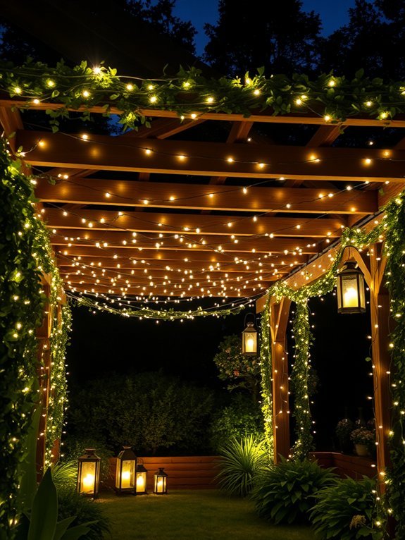 17 Beautiful Fairy Lights Ideas for a Magical Garden Look 12 starlit ambiance for pergolas