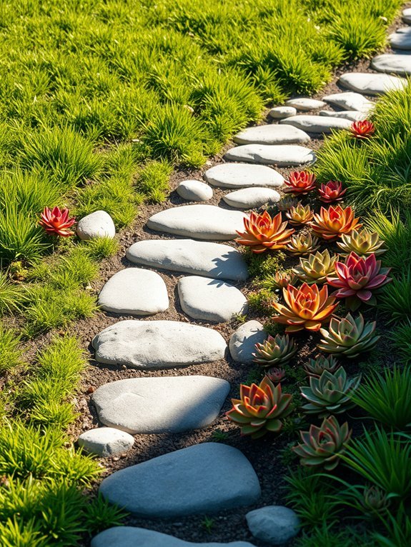 13 DIY Garden Path Ideas to Transform Your Yard 13 succulent and stone blend