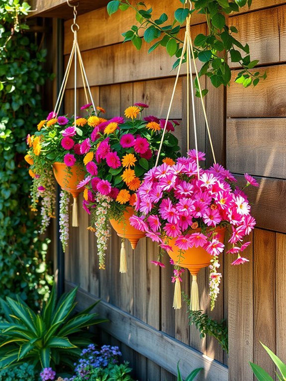 20 Stunning Garden Wall Art Ideas to Personalize Your Yard 11 suspended decorative plant holders