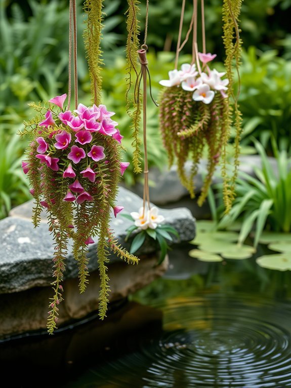suspended plants enhance water features