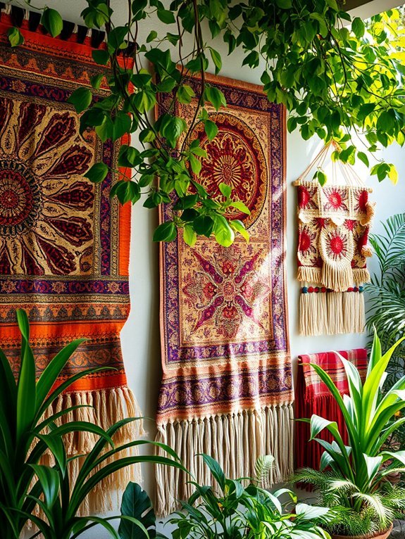 9 Bohemian Garden Art Ideas for a Personalized Touch 7 textile decorative wall art