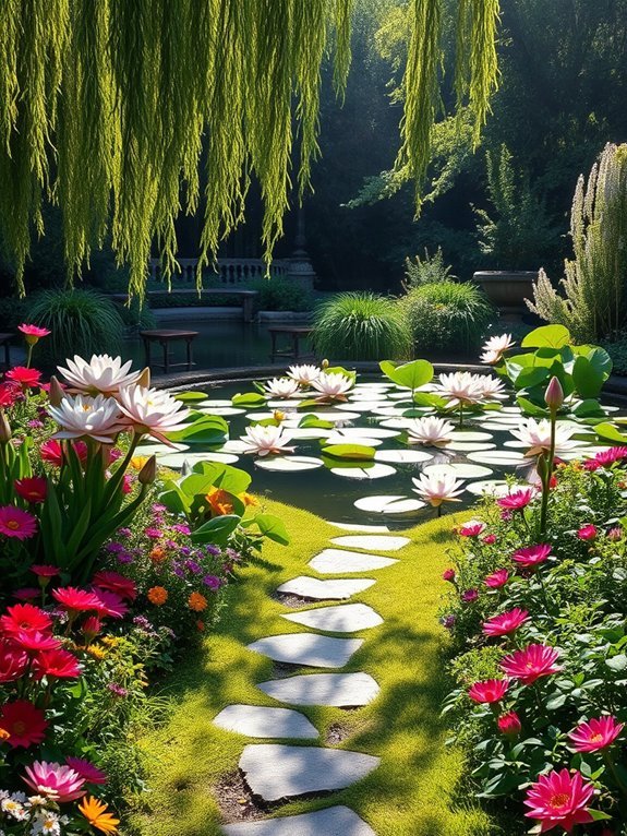 12 Flower-Lined Garden Path Ideas You’ll Love 10 tranquil pathway with lilies