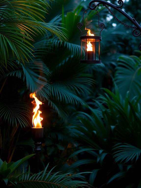 tropical ambiance with torches