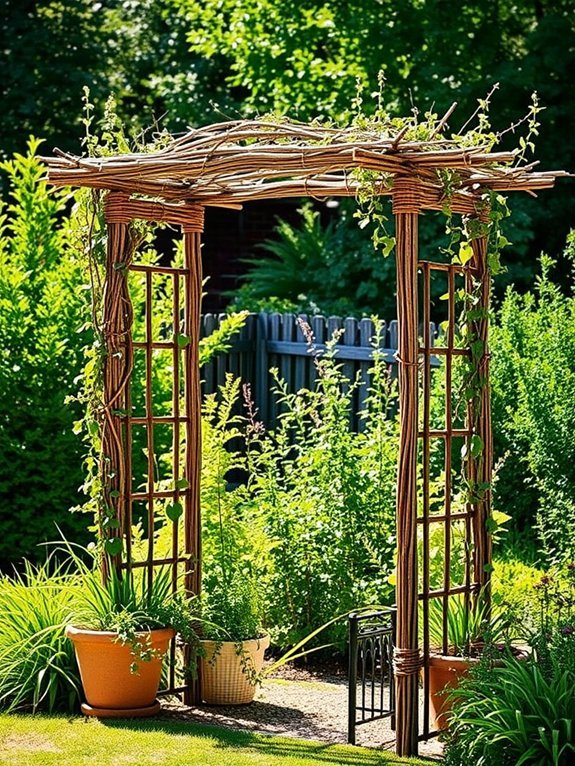 11 DIY Rustic Garden Projects for a Natural Look 6 twig trellis construction project