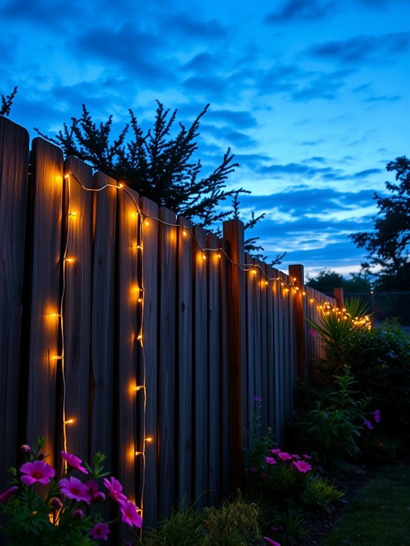 16 Rustic Garden Lighting Ideas to Set the Mood 2 twinkling lights on fences