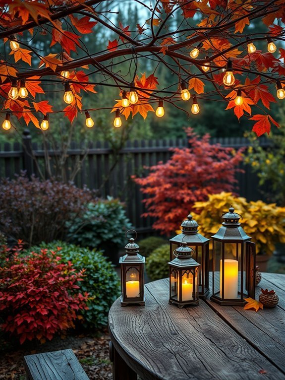 20 Fall Garden Decor Ideas to Celebrate Autumn 8 twinkling string light decoration