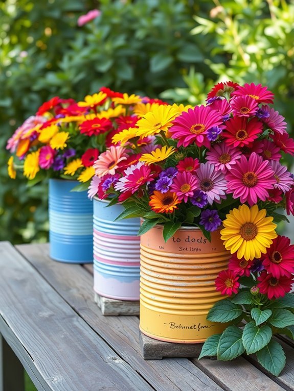 11 Upcycled Garden Decor Ideas for a Sustainable Yard 2 upcycled tin can gardening