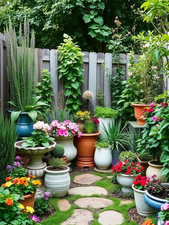 20 Small Garden Decor Ideas to Make Your Yard Look Bigger 14 utilize containers effectively