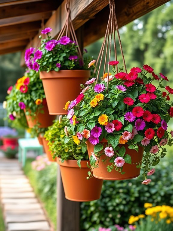 15 Stylish Hanging Planters to Decorate Your Garden 7 vibrant clay plant containers