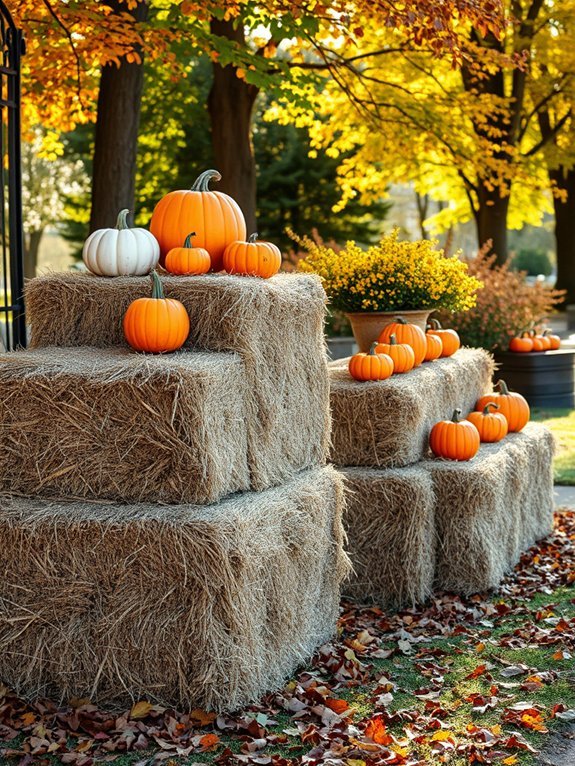 20 Fall Garden Decor Ideas to Celebrate Autumn 3 vibrant decorative hay bales