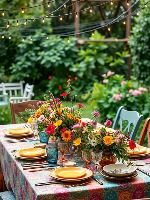 10 Creative Outdoor Dining Decor Ideas for Garden Parties 4 vibrant dinnerware and decorations