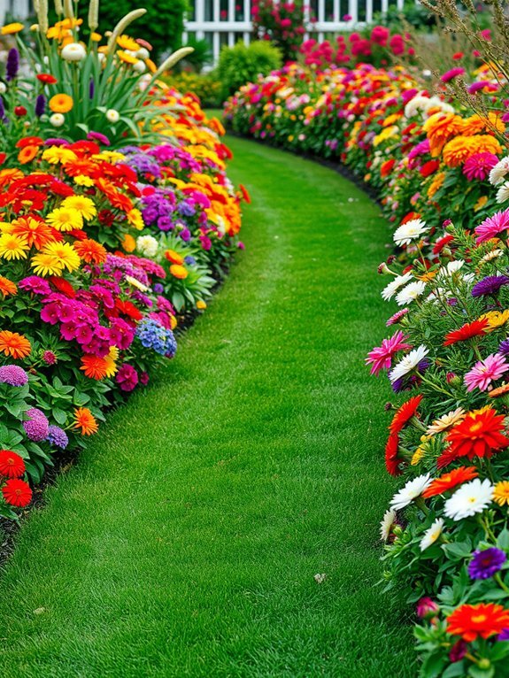 12 Flower-Lined Garden Path Ideas You’ll Love 8 vibrant flower lined path