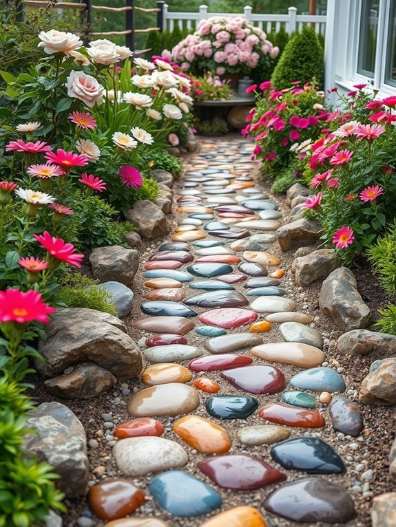 14 Budget-Friendly DIY Garden Decorations That Look Expensive 9 vibrant stone walkway design