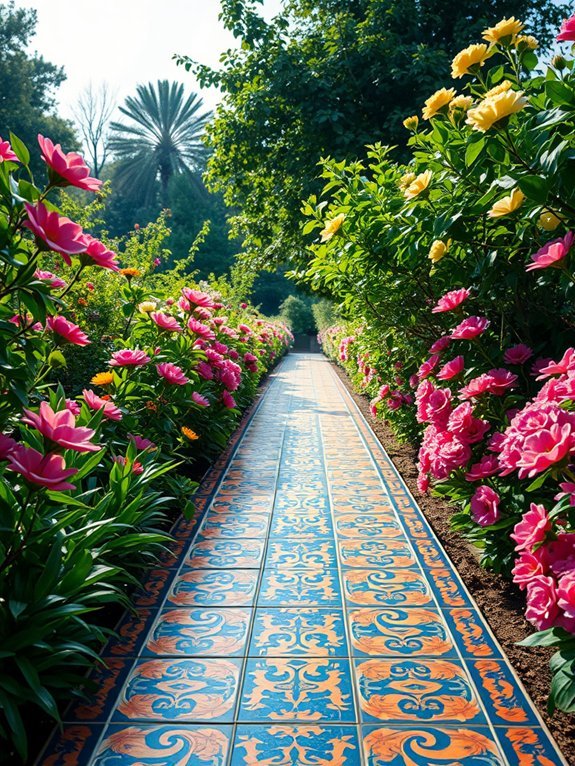 17 Stunning Garden Walkways to Inspire Your Yard Design 14 vibrant tiled pathway design