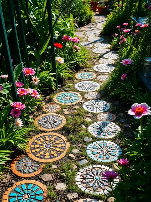 17 Ways to Add Modern Art to Your Garden Decor 6 vibrant tiled walkway designs