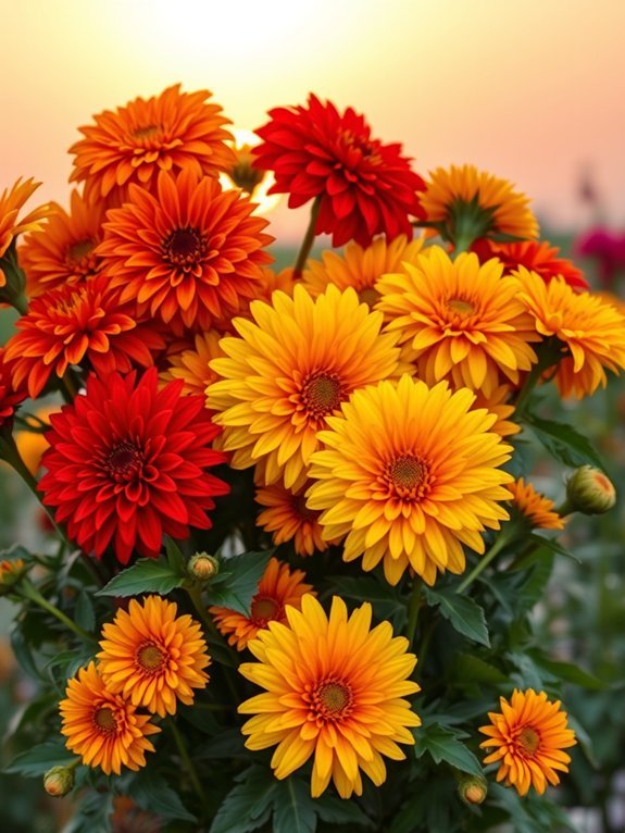 15 Stunning Flower Arrangements for Your Garden 5 warm sunset color tones