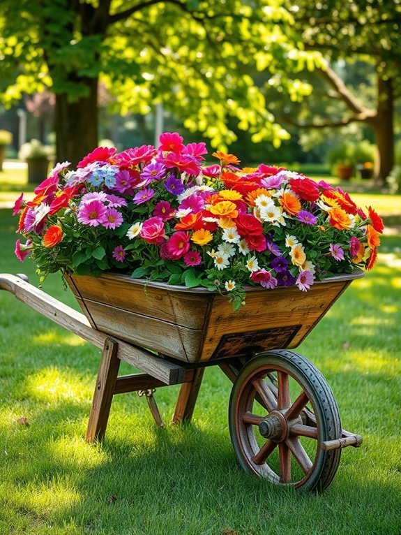 13 Amazing Outdoor Planter Ideas for Creative Garden Decor 12 whimsical garden wheelbarrow display